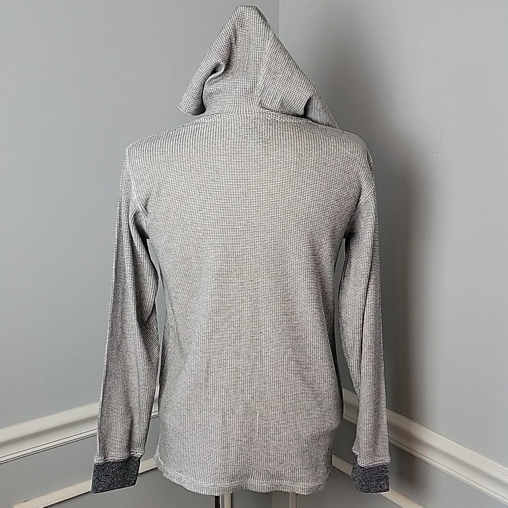 BILLABONG White Gray Waffle Hooded‎ Surf Boho Pull Over Henley Casual Shirt XL